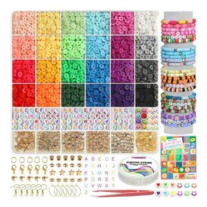 6000+PCS Clay Beads Bracelet Making Kit - 24 Color Craft Beads